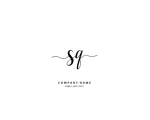 SQ Initial handwriting logo vector