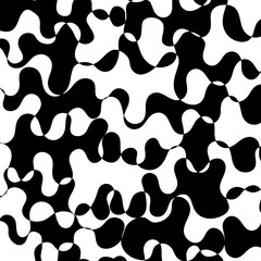 Psychedelic abstract background, abstract curved shapes, black and white