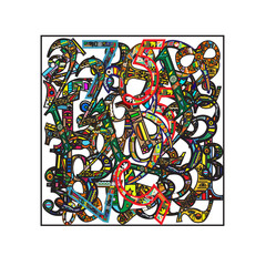 the art of abstract number with ethnic ornaments and colors