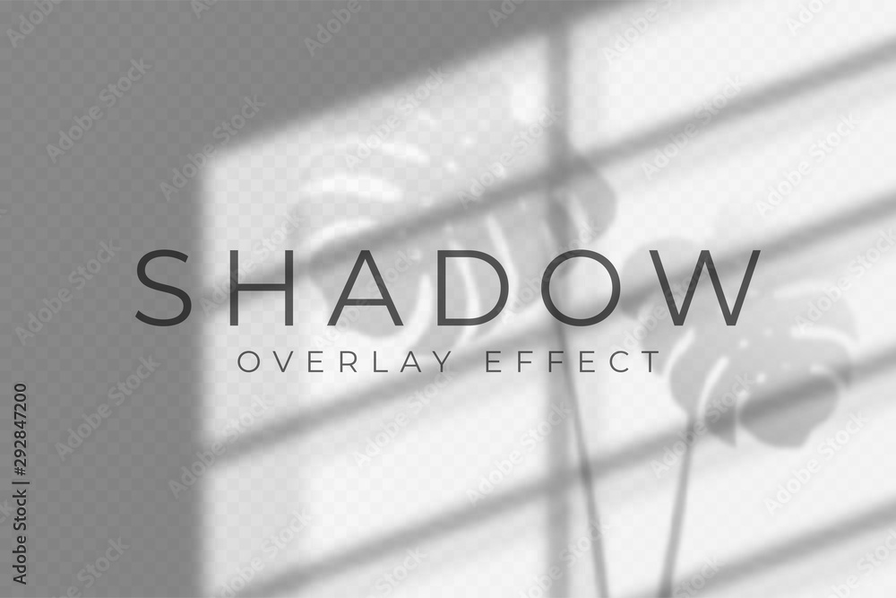Poster shadow overlay effect. vector shadow and light overlay effect, natural lighting scene. mockup of tra