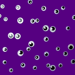 Halloween concept for horror with eyes on purple.