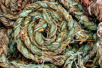  Braided dried sorrel leaves.