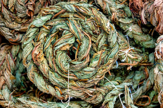  Braided dried sorrel leaves.