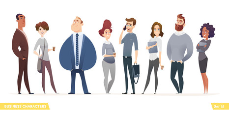 Collection of charming young entrepreneurs or businessmen and managers. Business people standing togever. Modern cartoon style © Vector_Vision