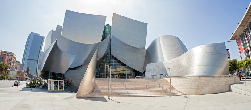 Los Angeles, USA - August 21, 2015:  Fisheye Lens Photo Of Walt Disney Concert Hall Designed By Frank Gehry, Home Of The Los Angeles Philharmonic Orchestra And The Los Angeles Master Chorale.