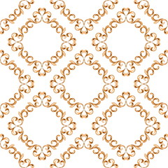 Seamless golden pattern with rhombus elements on white background