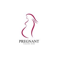 women pregnant logo vector icon template