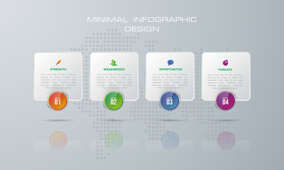 Rounded rectangle Infographic template with 4 options, workflow, process chart,Timeline infographics design vector can be used for workflow layout, diagram, annual report. - Vector