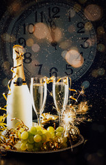 New year celebration with grapes and champagne © asife