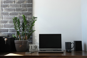 Workplace with laptop