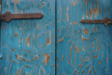 blue old wooden weathered closed shutter 