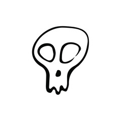 Skull icon. Hand drawn doodle vector illustration isolated on white background