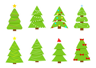 Winter collection of Christmas trees.