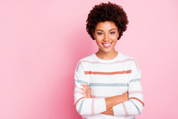 Life is good. Photo of amazing dark skin business lady working at freelance job standing with...