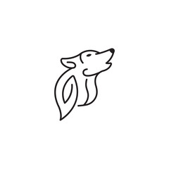 wolf line logo design - vector