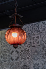 Vintage orange light lamps retro design of ceiling hanging light bulb interior decoration
