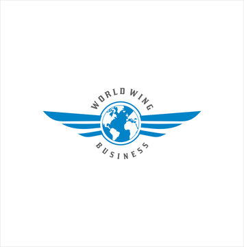 Business global wing Logo Icon Design Vector .Business Global Logo Design Globe . World Earth Logo Business Icon Design Vector	