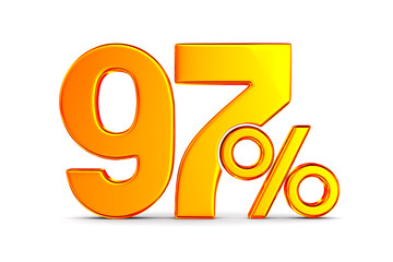 ninety seven percent on white background. Isolated 3D illustration