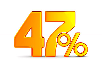 fourty seven percent on white background. Isolated 3D illustration