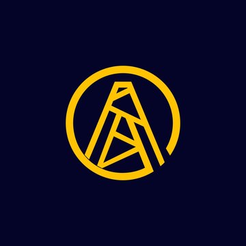 Letter A Power Pole Construction Creative Icon Logo Design Template Element Vector