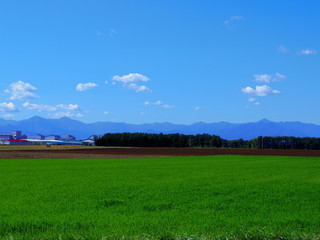 北海道十勝平野より望む日高山脈（帯広市）