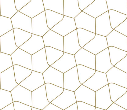 Seamless pattern with abstract geometric line texture, gold on white background. Light modern simple wallpaper, bright tile backdrop, monochrome graphic element