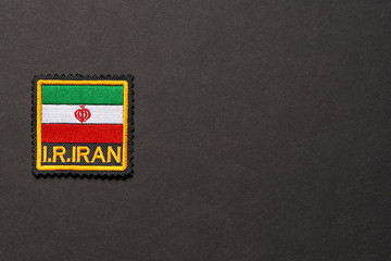 iranian flag on black background with place for copy space