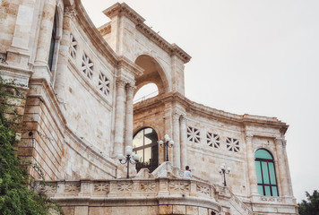 Bastione Saint Remy Architectural details of old fortification in Cagliari, Sardinia Italy.