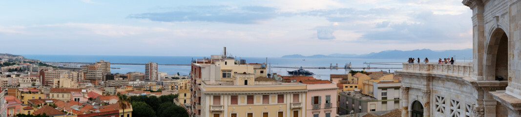 Fototapeta na wymiar AUG 2019 Panoramic view of Cagliari from the Bastion of Saint Remy, Sardinia, Italy.