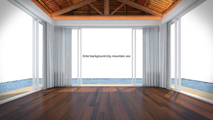 Livingroom pool villa resort Mountain view