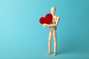 Figure of people with red heart. Blood donor. Medical donation and blood transfusion.