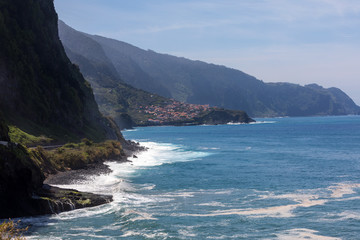 View of the Northern coastline of Madeira, Portugal, in the Sao Vicente area