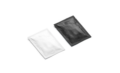 Blank black and white sachet packet mock up, isolated