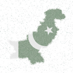 Mosaic map of Pakistan with the national flag in vector illustration style.