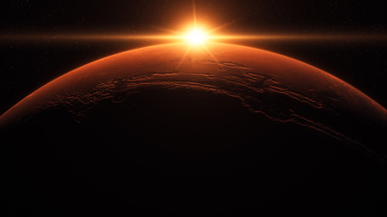 Sunrise abiove planet Mars