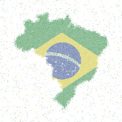 Map of Brazil. Mosaic style map with flag of Brazil. Vector illustration.