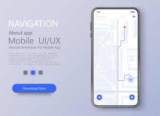 Material Design UI, UX Screen, flat web icons for mobile apps. Dashboard theme creative infographic of city map navigation. Vector illustration