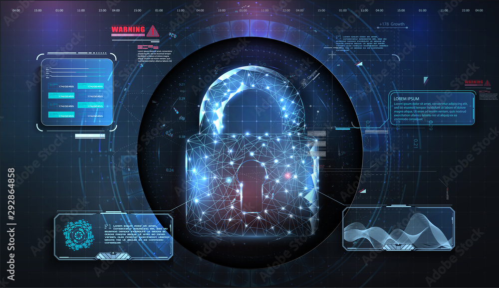 Poster cyber security concept. personal data security illustrates cyber data or information privacy idea. f