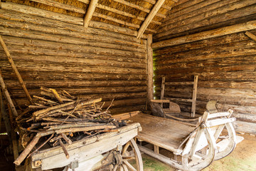 Naklejka premium construction of a house in village
