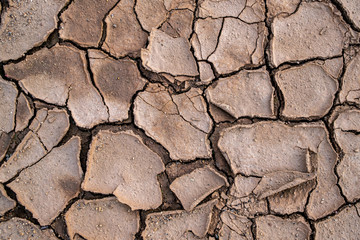 Natural mosaic formed by cracks in dry soil. Dead nature. Background and texture.