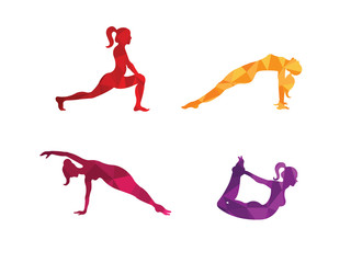 Workout sporty women, doing fitness exercises.