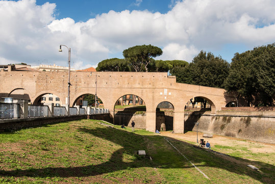 Rome, Italy. Corridor Passetto di Borgo between the Vatican city and the Castle of Saint Angel
