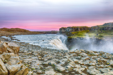 Fantastic view  of the most powerful waterfall in Europe called Dettifoss.