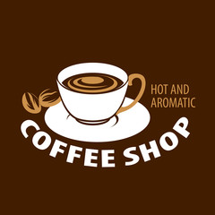 Coffee logo. Vector illustration on brown background