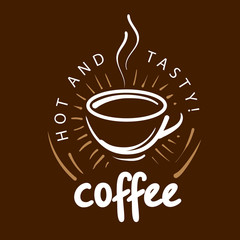 Coffee logo. Vector illustration on brown background