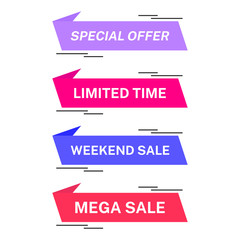 Set of sale banner template design. Modern special offer vector illustration. Limited time discount tag for web