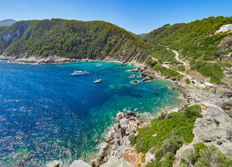 Fototapeta premium Incredible nature of Skopelos island, Sporades, Greece. Mamma Mia beach