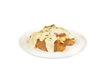 croque madame isolated on white background with clipping path