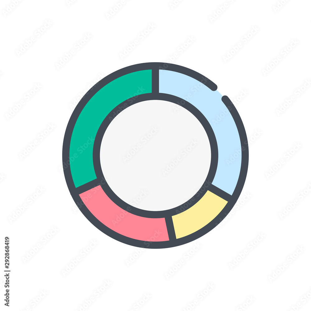 Aufkleber multi-pie charts color line icon. circle diagram vector outline colorful sign.