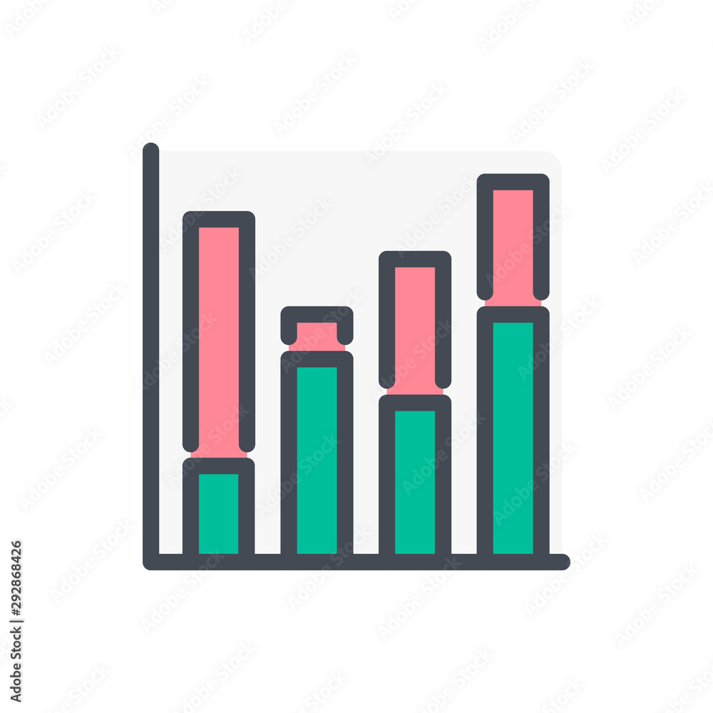 Poster trellis bar graphs color line icon. finance chart vector outline colorful sign.